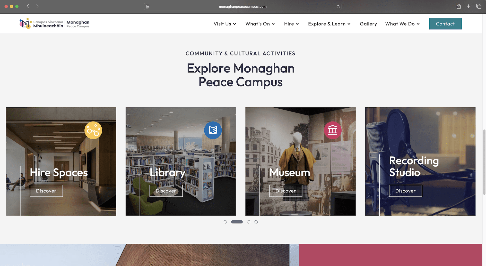 A sample screenshot from the new Monaghan Peace Campus website