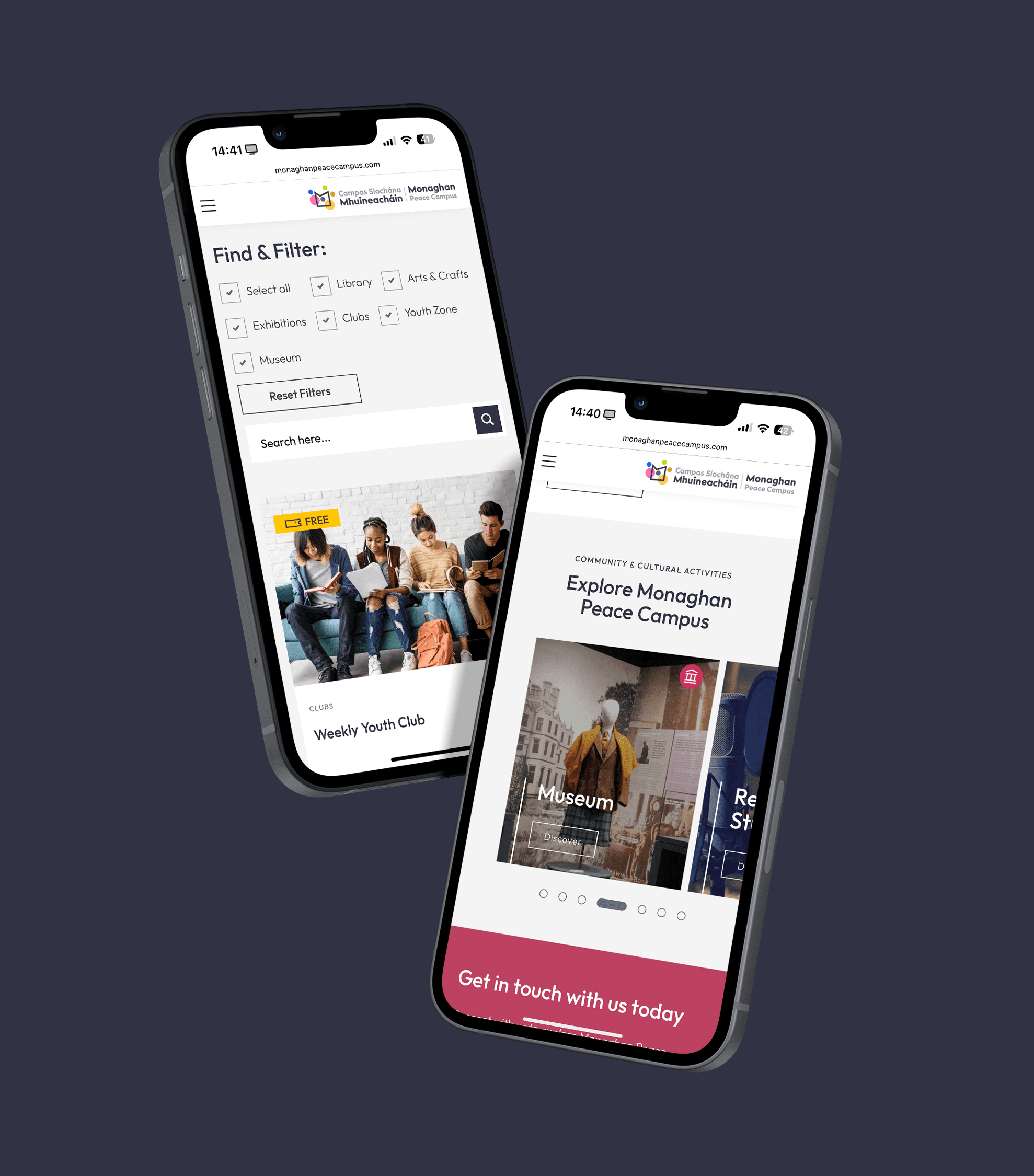 Monaghan Peace Campus New Website on iPhone